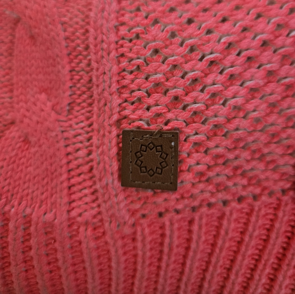 Anthropologie Nümph | Cable Knit Sweater in Fluorescent Coral, Size S - Picture 6 of 8